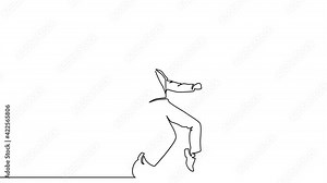 Continuous one animated single line dancer breakdance move. The concept of dances of street subculture. A modern street dance, dancer, young, street, urban, break, hip-hop, dancing. Animation 4K.