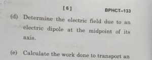 Determine the electric field due to an electric dipole at the m... | Filo