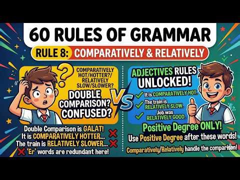 60 Rules of Grammar | Rule 8: Use of Comparatively & Relatively | Adjective Degree Rules