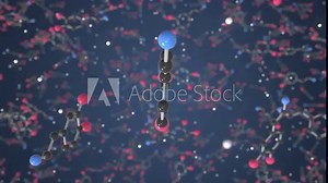 Molecule of Dopamine. Molecular model, science related looping 3d animation