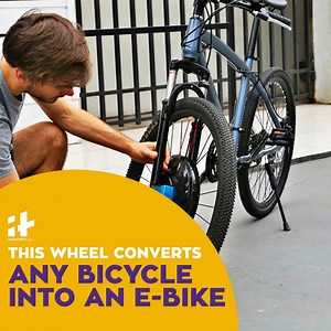 39K views · 315 reactions | WOW! The electric wheel replaces your front wheel to turn your ordinary pedal bicycle into an electric bike with a 50 kilometres range. | Indiatimes | Facebook