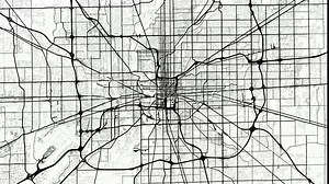 Zoom Out Road Map of Indianapolis Indiana Stock Video