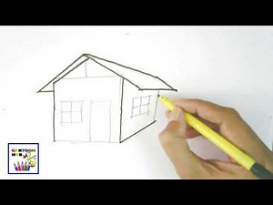 How to draw 3 d house, easy steps, step by step for , beginners