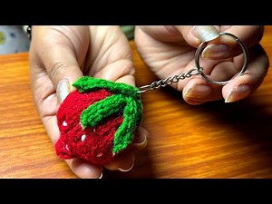 Knitting Strawberry 🍓 Keychain 👍🏻💯 Step by Step Tutorial