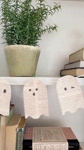 DIY Book Page Ghost Garland Printable | Vintage Bookpage Ghost Bunting | Halloween Decor Garland | Book Lovers Ghost Banner Instant Download - Etsy