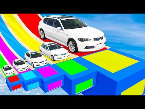 Small Cars on Big Car vs Slide Color with Portal Pool Cars vs Deep Water beamNG Drive #42
