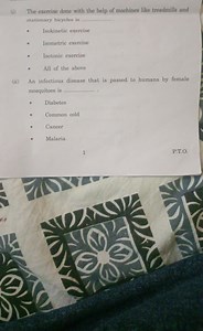 (i) The exercise done with the help of machines like treadmills... | Filo