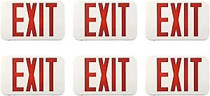 Spectsun Red Exit Sign with Emergency Lights, LED Emergency Exit Light with Battery Backup, UL Listed, AC 120/277V, Commercial Emergency Lights Combo for Business - 6 Packs