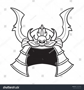 Monochrome Vector Drawing Traditional Samurai Helmet Stock Vector (Royalty Free) 1733339585 | Shutterstock