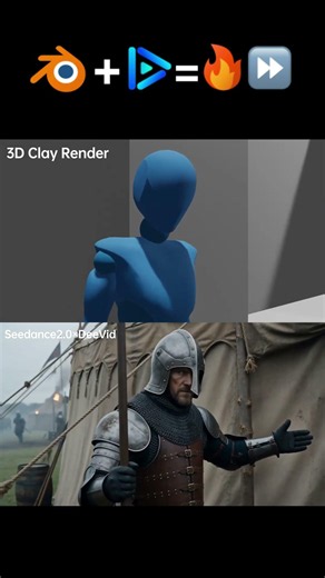 DeeVid AI:3D Render to Cinematic Video AI | Blender Clay Render to Medieval Scene