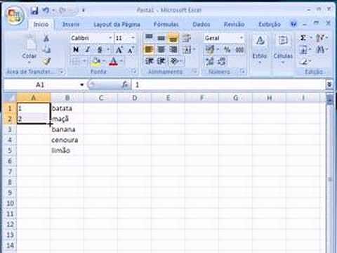 Excel 001 Numerar linhas