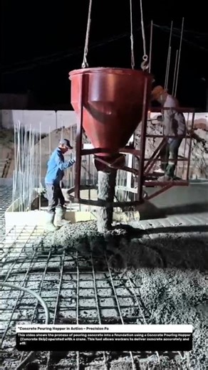 Concrete Pouring Hopper in Action – Precision Foundation Casting | Construction Technology
