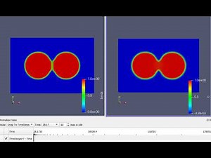 Ceramic sintering simulation--two equal sized particles (successful case)