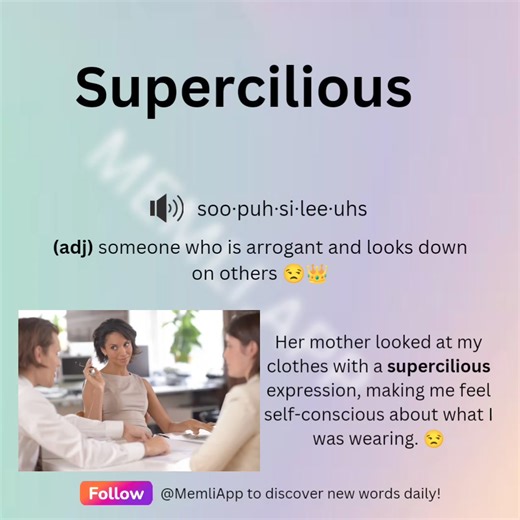Word of the Day: #Supercilious   Meaning: Supercilious refers to...