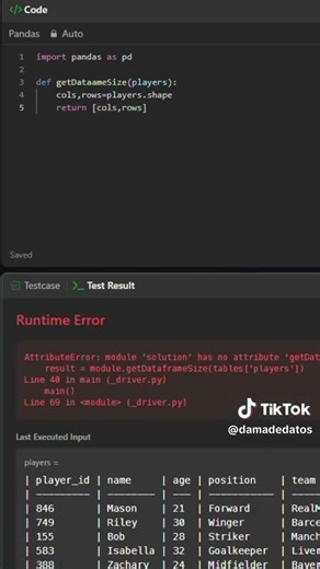 2878. Get the Size of a DataFrame leetcode #datascienceinterview #codeprep #careergrowth #coding