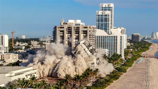 Drone video: watch as the iconic Deauville Hotel in Miami Beach is demolished
