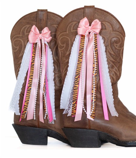 Stylish Pink and Tiger Print Boot Bows