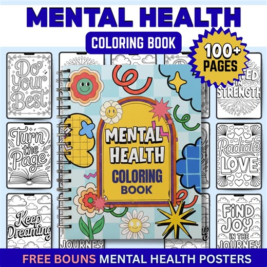Mental Health Coloring Book, Affirmation Coloring Pages for Anxiety Relief, 100  Printable Self Care Activities, Instant Download PDF - Etsy