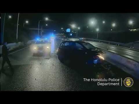 HPD Urges Safe Driving After Vehicle Collides with Police Car on Moanalua Freeway