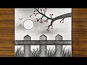 Beautiful scenery drawing || Easy Pencil Drawing For Beginners || Scenery drawing easy