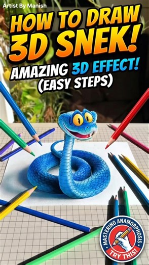 3D Snake Art with Pencil | Satisfying Drawing Video #youtubeshorts #art #drawing #painting
