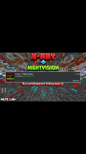 Xray + Night Vision Texture Pack For MCPE 1.26+ #xray #nightvision #mcpe