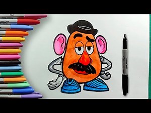 Cómo Dibujar y Colorear al Señor Cara de Papa Toy Story Paso a Paso Fácil para Niños y Principiantes