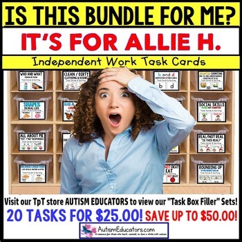 AUTISM EDUCATORS Custom Task Boxes Activities BUNDLE for ALLIE H.