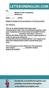 Request Letter for Authority Letter to Sell Products