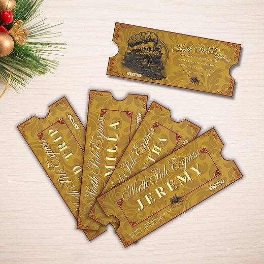 North Pole Golden Ticket Template, Polar Express Train Ticket, Christmas Printable Ticket, Canva Template, Holiday Party Instant Download - Etsy