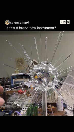 This sea urchin shaped, sound-producing glass art was created by @et_glass. ❗ Follow @science.mp4 for more science videos.❗ Elliott Todd is a “flameworking” artist out of Boone, North Carolina, who creates stunning pieces like this. There really aren’t any instruments that exists that this can be directly compared to. But probably the closest comparison is the Cristal Baschet, which is a contemporary musical instrument developed in 1952 by the brothers Bernard and François Baschet. Models of the