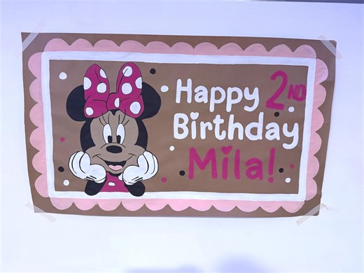Hand Painted Minnie Mouse Birthday Banner - Etsy