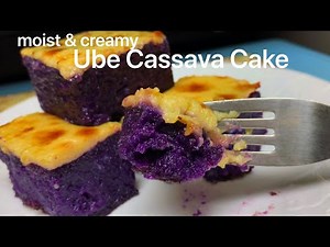 Moist and Creamy Ube Cassava Cake with Leche Flan/Custard topping