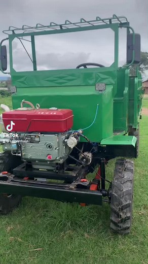 Exploring a Green Tractor with Red Engine Features
