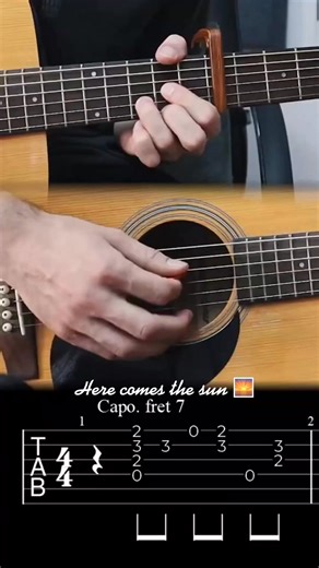 🎸🌅 Here Comes The Sun - The Beatles🌅🎸 Follow @GuitarTABSDaily For Th... | Guitar Tabs Daily