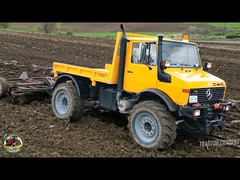 Unimog U1700 Off Road Truck Working on Tillage and Snow Plowing