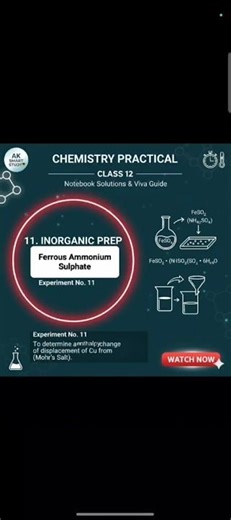 Class 12 Chemistry Practical 11: Preparation of Mohr's Salt (Inorganic Preparation).