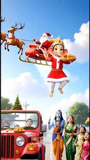A aai dev bappa ale❤️Bal Ganesha Steals Sweets with Santa😂🎅🏻#jaidmeel #zarooratrishta #sehar #shorts