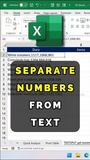 How to Separate Numbers from Text in Excel #exceltips #excel #exceltricks