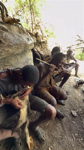 Hadzabe tribe bushmen still preserve their ancient ways of living in the caves