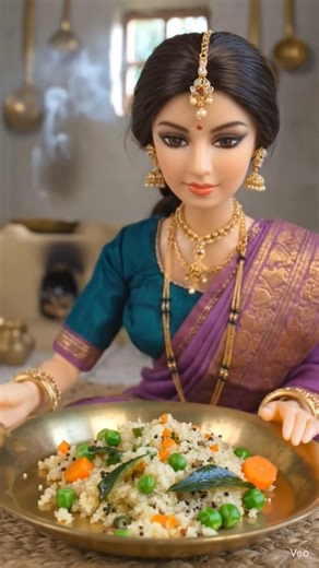 miniature Doll cooking vegetable upma#ASMR#tiny food#shorts#food