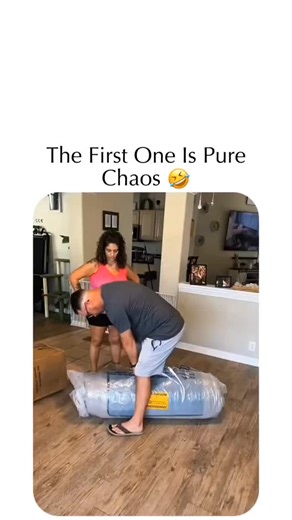 trend mintz on Instagram: "The video captures a 60-second compilation of people unboxing highly compressed, vacuum-sealed mattresses into a series of chaotic fails, featuring violent expansions, accidental knockdowns, startled screams, and dramatic falls, which has exploded to over 7.4 million views in two weeks. Replies overwhelmingly focus on the aggressive force of the foam, with users joking about how the beds are "fighting back"—echoed by the author's own quip, "When the bed fights back"—hi