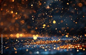 Adding a bokeh background with gold and blue particles can bring enchantment to any design Stock Video
