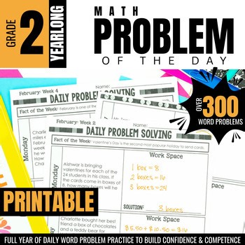 2nd Grade Challenge Math Story Problems: Single, Multistep Daily Word Problem