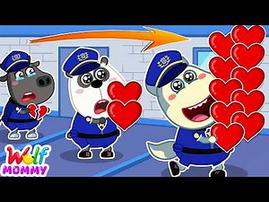 Sheriff Challenge: Who Gets The Most Hearts? ❤️ Kids Learn Helping Others | Mommy Wolf Cartoon