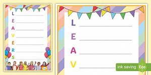 Leavers Acrostic Poem Template