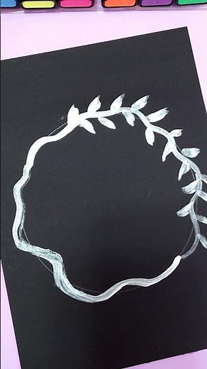 Painting a Round Silver Leaf Frame on a Black Background #art #pagedesign