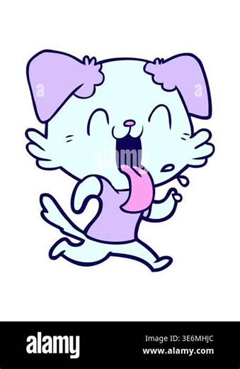 neon light effect animation of cartoon panting dog running Stock Video Footage - Alamy