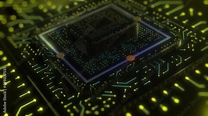 chip technology. beautiful background. electric current from moving chips. information transfer. for tech videos. Cyber and antivirus security