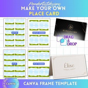 Place Cards Printing Canva Template, Editable Tent Card, Printable Flat and Folded Wedding Table Name Tags, Drag and Drop, DIY Placecard - Etsy Canada